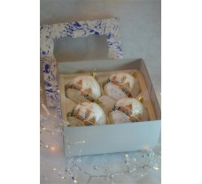 Kerstballen 4x8 cm wit